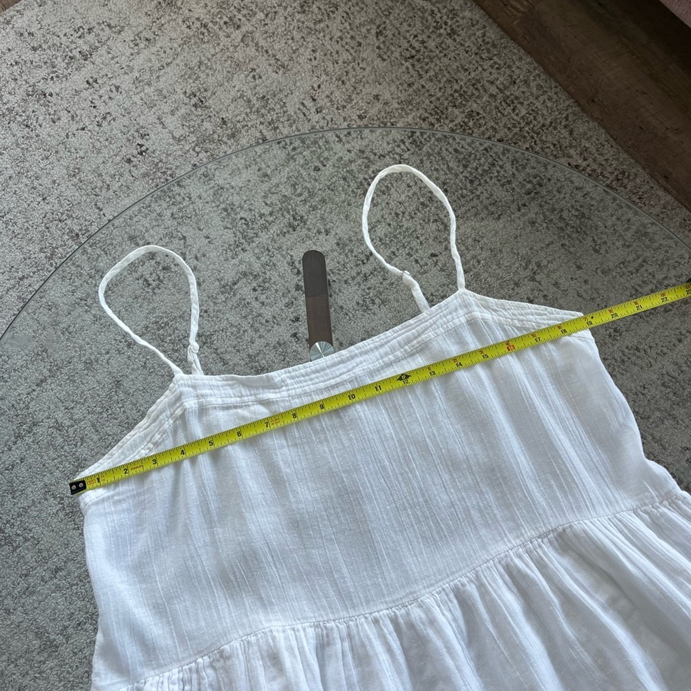 Aritzia Wilfred Safran Cotton Gauze White Spaghetti Strap Sundress Mini Sz L - Picture 5 of 12